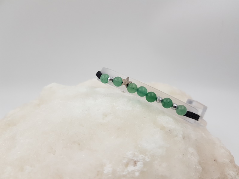 Βραχιόλι με πράσινη αβεντουρίνη και ασημένια στοιχεία-B87 Χειροποίητο βραχιόλι με πράσινη αβεντουρίνη 6mm και ασημένια 925 στοιχεία.
