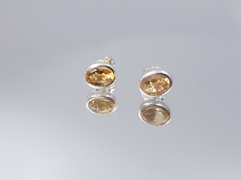 Ασημένια καρφωτά σκουλαρίκια με κιτρίνης-EAR29 Lavriostone