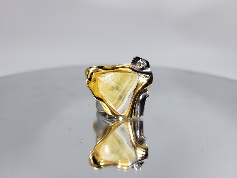 Χειροποίητο Δαχτυλίδι με κίτρινο Αραγωνίτη Aragonite _UC178 Lavriostone