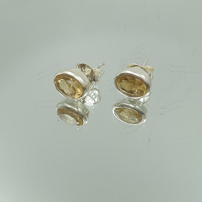 Ασημένια καρφωτά σκουλαρίκια με Κιτρίνη-EAR81 Lavriostone