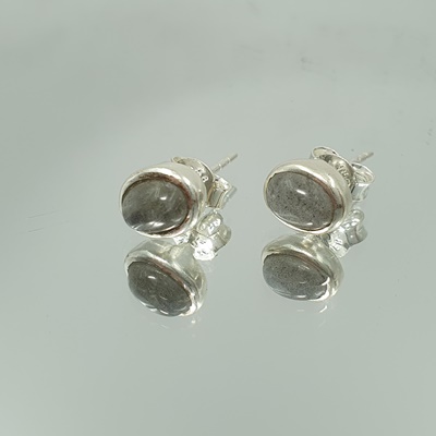 Ασημένια καρφωτά σκουλαρίκια με Λαβραδορίτη-EAR88 Lavriostone