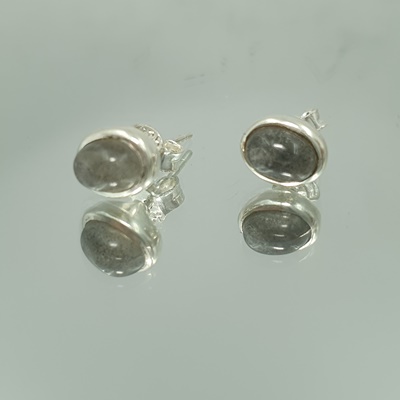 Ασημένια καρφωτά σκουλαρίκια με Λαβραδορίτη-EAR97 Lavriostone