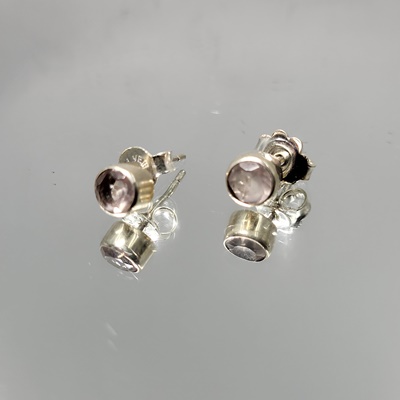 Ασημένια καρφωτά σκουλαρίκια με Χαλαζία-EAR129 Lavriostone