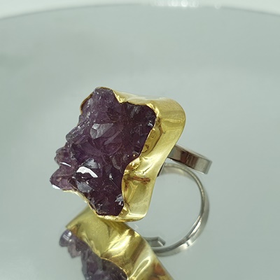 Ασημένιο δαχτυλίδι με Αμέθυστο Ντράουζυ_R243 Lavriostone!
