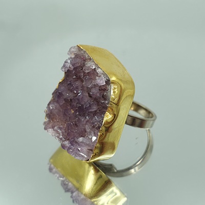 Ασημένιο δαχτυλίδι με Αμέθυστο Ντράουζυ_R244 Lavriostone!
