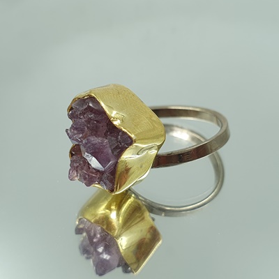 Ασημένιο δαχτυλίδι με Αμέθυστο Ντράουζυ_R245 Lavriostone!