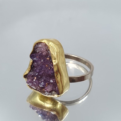 Ασημένιο δαχτυλίδι με Αμέθυστο Ντράουζυ_R246 Lavriostone!