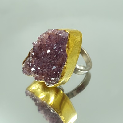 Ασημένιο δαχτυλίδι με Αμέθυστο Ντράουζυ_R248 Lavriostone!