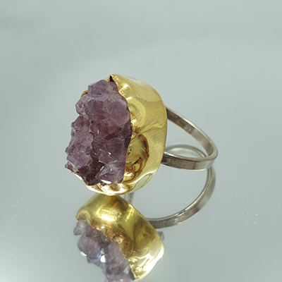 Ασημένιο δαχτυλίδι με Αμέθυστο Ντράουζυ_R249 Lavriostone!