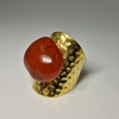 Brass ring-Μπρούτζινο Δαχτυλίδι με Καρνεόλη_BR22 Κατασκευη δια χειρός Lavriostone.