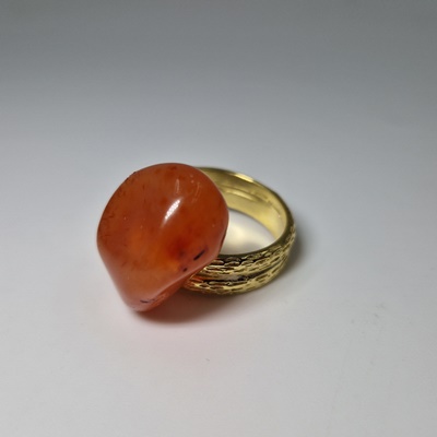 Brass ring-Μπρούτζινο Δαχτυλίδι με Καρνεόλη_BR26 Κατασκευη δια χειρός Lavriostone.