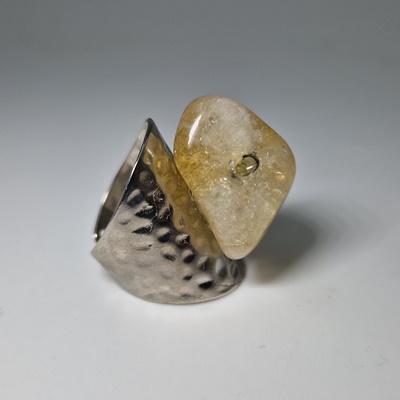 Brass ring-Μπρούτζινο Δαχτυλίδι με Lemon κιτρίνη_BR46 Κατασκευη δια χειρός Lavriostone.