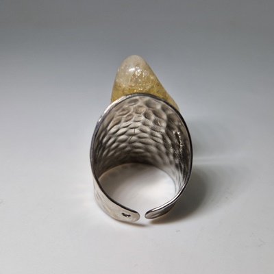 Brass ring-Μπρούτζινο Δαχτυλίδι με Lemon κιτρίνη_BR46 Κατασκευη δια χειρός Lavriostone.