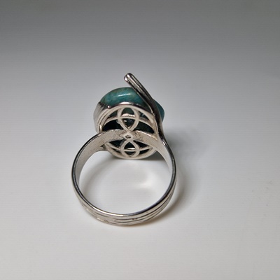 Brass ring-Μπρούτζινο Δαχτυλίδι με Αμαζονίτη_BR48 Κατασκευη δια χειρός Lavriostone.