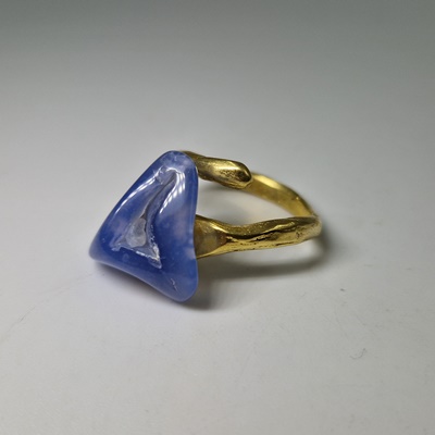 Brass ring-Μπρούτζινο Δαχτυλίδι με Χαλκηδόνιο_BR136 Κατασκευη δια χειρός Lavriostone.
