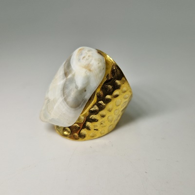 Brass ring-Μπρούτζινο Δαχτυλίδι με Αραγωνίτη_BR138 Κατασκευη δια χειρός Lavriostone.