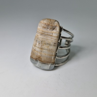 Brass ring-Μπρούτζινο Δαχτυλίδι με Αραγωνίτη_BR146 Κατασκευη δια χειρός Lavriostone.